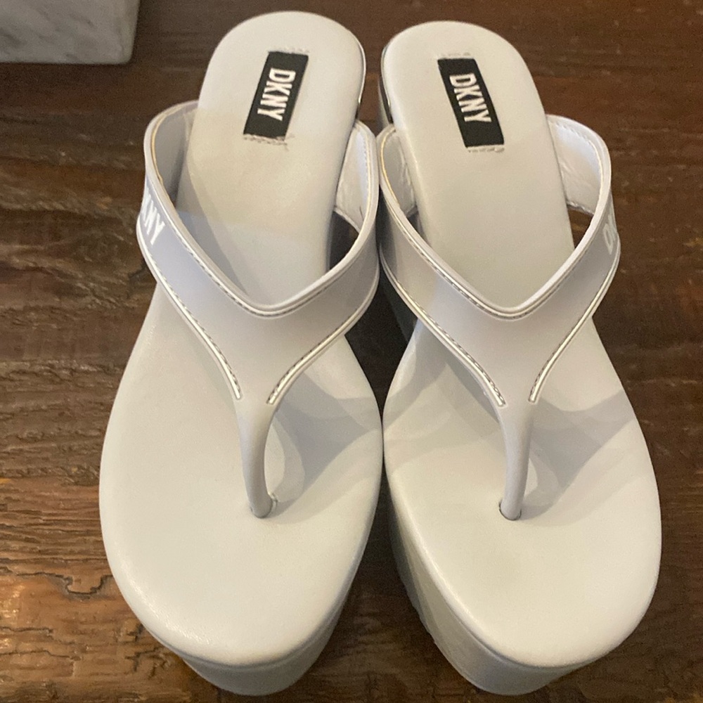 DKNY wedge gray worn once